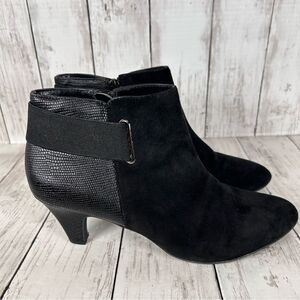 Alfani Step N Flex Vandela Black Suede & Leather Kitten Heel Comfort Sole Boot 9
